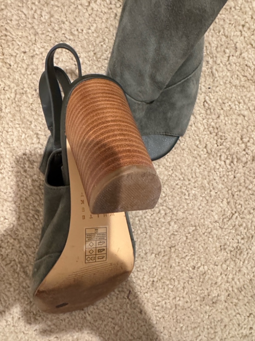 White House Black Market Olive Suede Peep-Toe Block Heel Booties - Picture 15 of 16